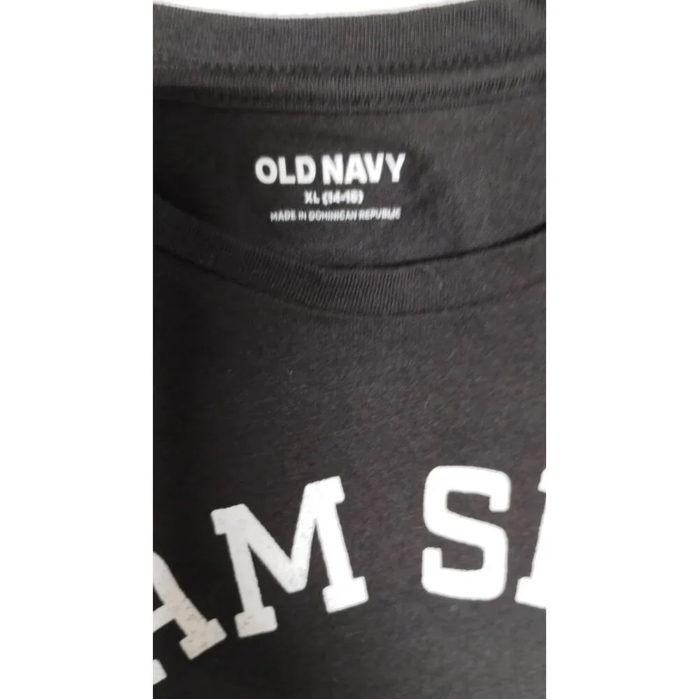 Old Navy Team Spirit Ghosts‎ T-Shirt XL (14-16) Black Cotton Kids Halloween Tee